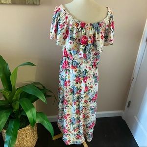 Off The Shoulder Floral High Low Maxi Dress, size XL
